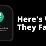 A graphic with a black background featuring a green Vine logo. Text reads "Vine: Platform to share short looping video clips." To the right, larger white text states, "Here's Why Vine Failed.